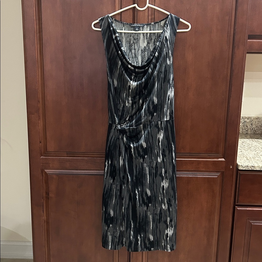 Elegant Black and Gray Women's Silk Dress